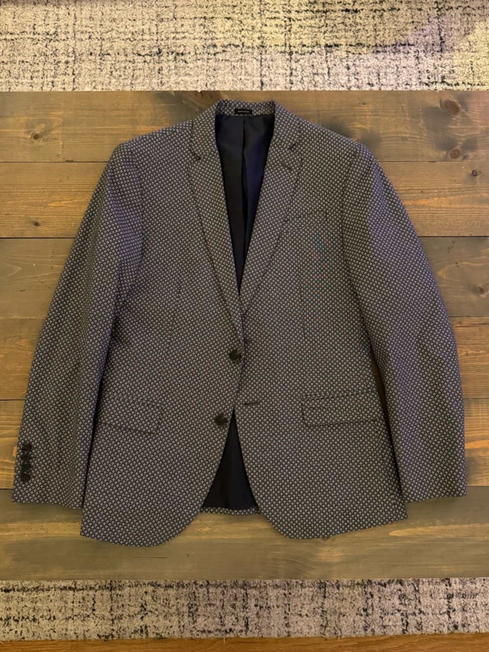 JF J.Ferrar Slim Fit Navy Micro-Pattern Sport Coat Blazer 38S